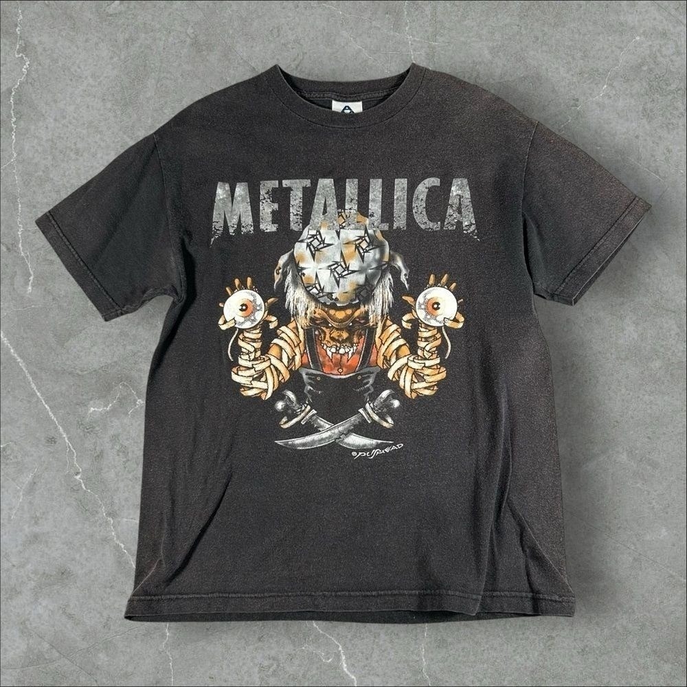 Vintage Metallica Shirt Men Large Black 90s Y2K Metal Pushead 2002 Band Tee Rare